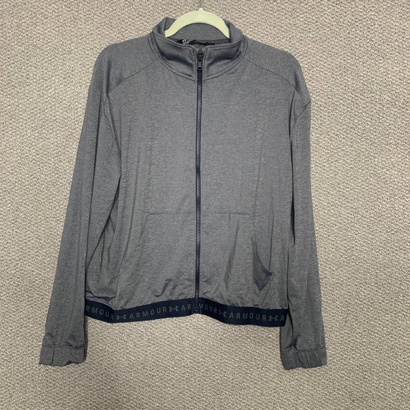 Under Armour Womens Jacket Size Large Gray Fitness Workout Track HeatGear‎ - Picture 1 of 11